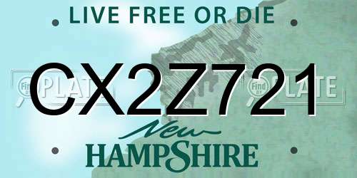 CX2Z721 New Hampshire License Plate