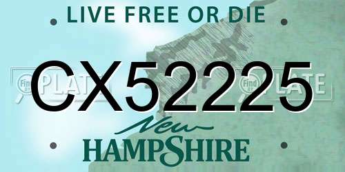 CX52225 New Hampshire License Plate