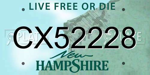 CX52228 New Hampshire License Plate