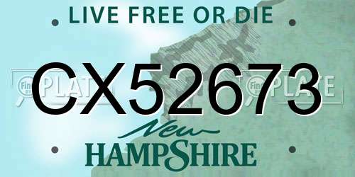 CX52673 New Hampshire License Plate