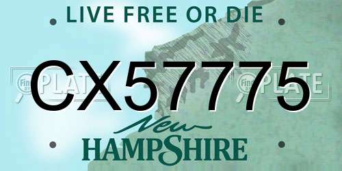 CX57775 New Hampshire License Plate