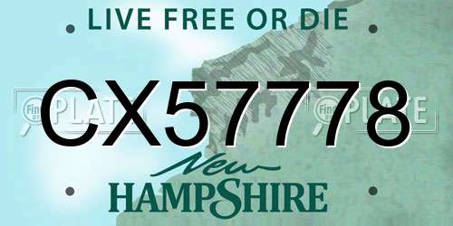 CX57778 New Hampshire License Plate