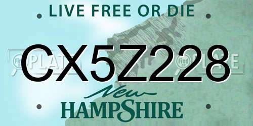 CX5Z228 New Hampshire License Plate