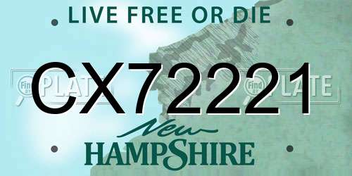 CX72221 New Hampshire License Plate