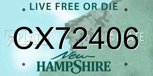 CX72406 New Hampshire License Plate