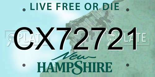 CX72721 New Hampshire License Plate
