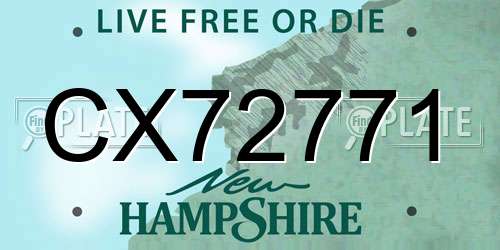 CX72771 New Hampshire License Plate