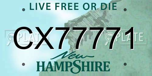 CX77771 New Hampshire License Plate