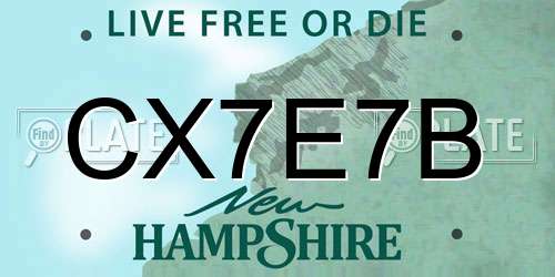 CX7E7B New Hampshire License Plate
