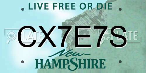 CX7E7S New Hampshire License Plate
