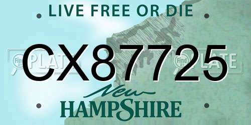 CX87725 New Hampshire License Plate