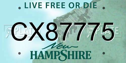 CX87775 New Hampshire License Plate