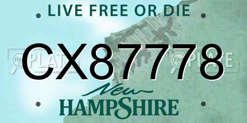 CX87778 New Hampshire License Plate