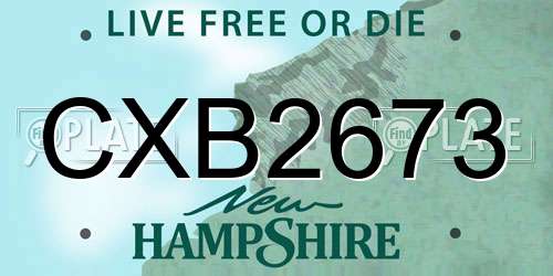 CXB2673 New Hampshire License Plate