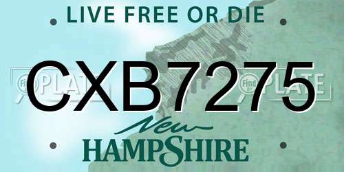 CXB7275 New Hampshire License Plate