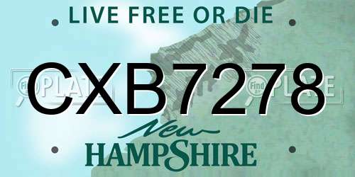 CXB7278 New Hampshire License Plate