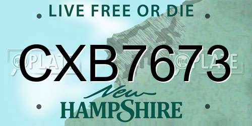 CXB7673 New Hampshire License Plate