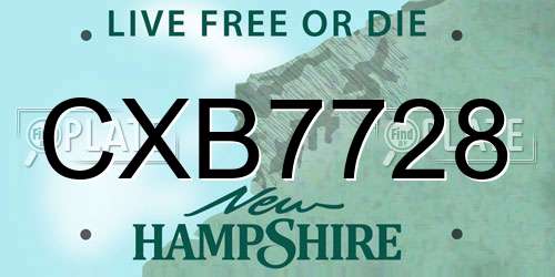 CXB7728 New Hampshire License Plate