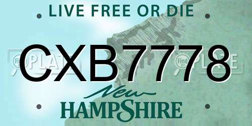 CXB7778 New Hampshire License Plate