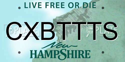 CXBTTTS New Hampshire License Plate