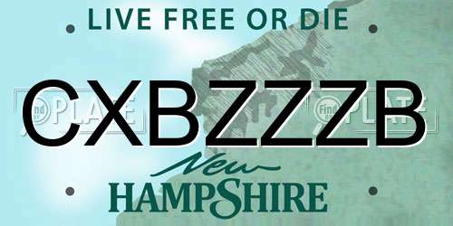 CXBZZZB New Hampshire License Plate