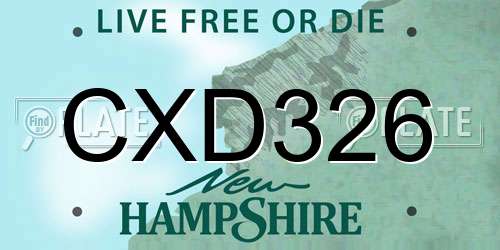 CXD326 New Hampshire License Plate