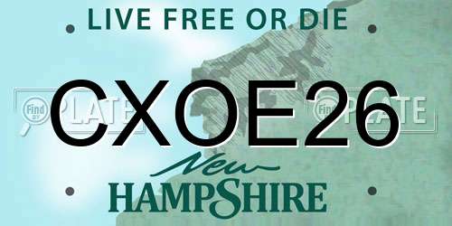 CXOE26 New Hampshire License Plate