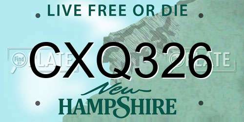 CXQ326 New Hampshire License Plate