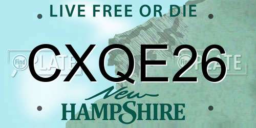 CXQE26 New Hampshire License Plate