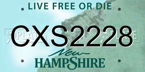 CXS2228 New Hampshire License Plate
