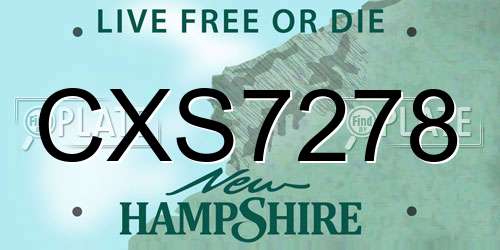 CXS7278 New Hampshire License Plate