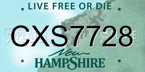 CXS7728 New Hampshire License Plate