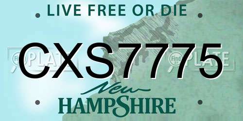 CXS7775 New Hampshire License Plate