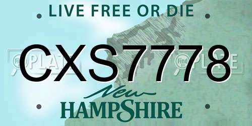 CXS7778 New Hampshire License Plate