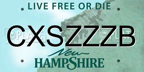 CXSZZZB New Hampshire License Plate