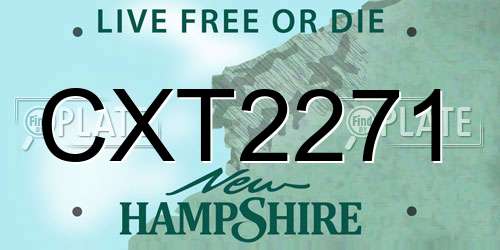 CXT2271 New Hampshire License Plate