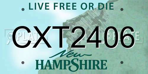 CXT2406 New Hampshire License Plate