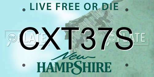 CXT37S New Hampshire License Plate