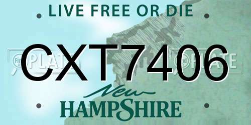 CXT7406 New Hampshire License Plate