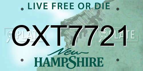 CXT7721 New Hampshire License Plate