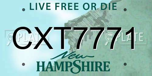CXT7771 New Hampshire License Plate