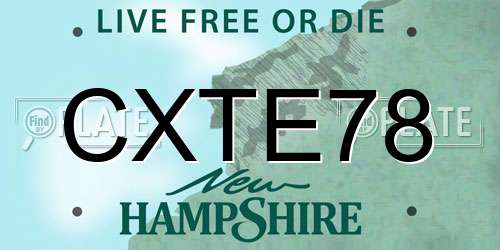 CXTE78 New Hampshire License Plate