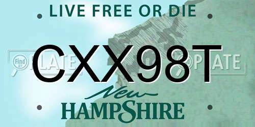 CXX98T New Hampshire License Plate