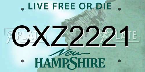 CXZ2221 New Hampshire License Plate