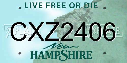 CXZ2406 New Hampshire License Plate