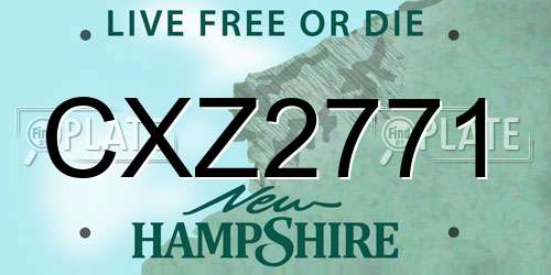 CXZ2771 New Hampshire License Plate