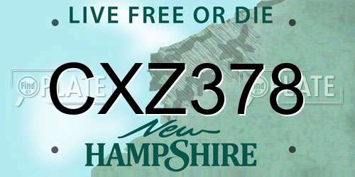 CXZ378 New Hampshire License Plate