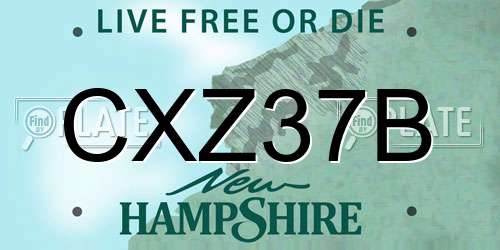 CXZ37B New Hampshire License Plate