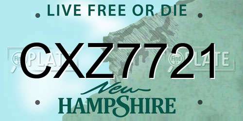 CXZ7721 New Hampshire License Plate