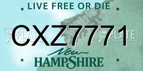 CXZ7771 New Hampshire License Plate